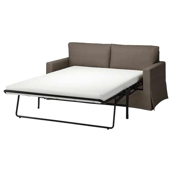 HYLTARP - 2-seater sofa bed, Gransel dove grey ,