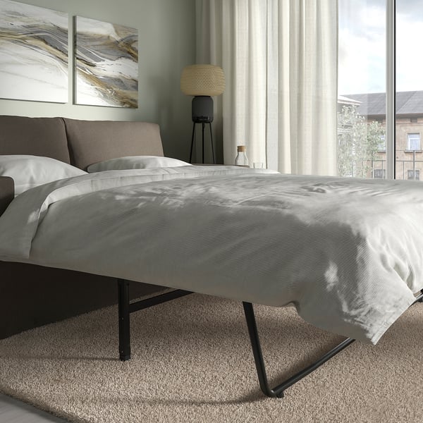 HYLTARP 2-seat sofa-bed, Gransel grey-brown, 182 cm