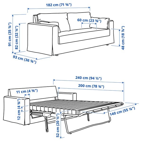 Ikea HYLTARP - 2-seater sofa bed, Gransel dove grey ,