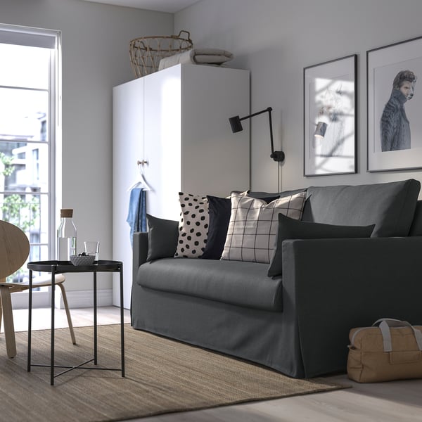 HYLTARP 2-seat sofa-bed, Gransel grey, 182 cm