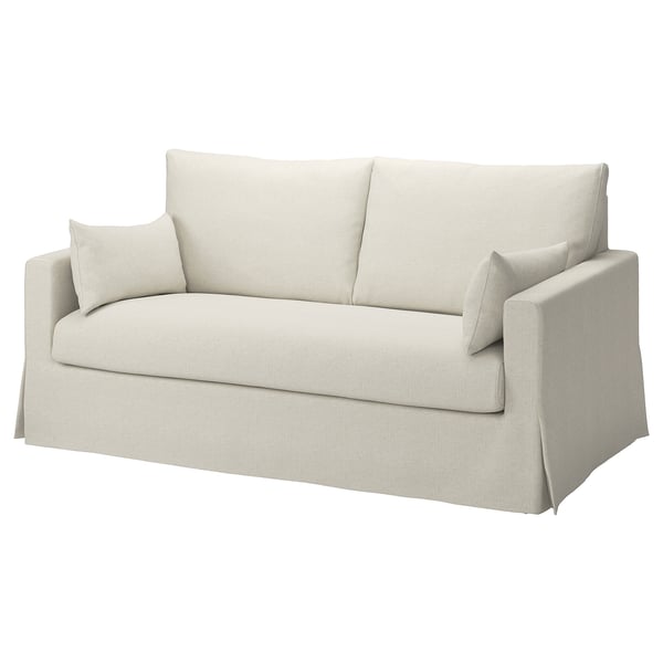 HYLTARP - 2-seater sofa bed, Gransel natural ,