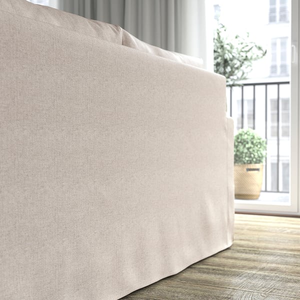 HYLTARP - 2-seater sofa bed, Gransel natural ,