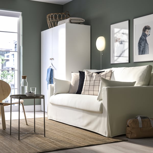 HYLTARP 2-seat sofa-bed, Hallarp white, 182 cm