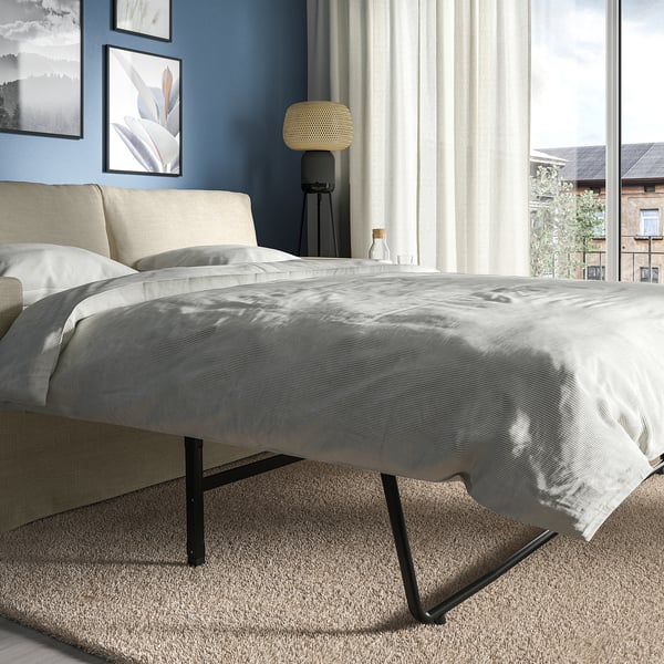 HYLTARP - 2-seater sofa bed, Hemmesta light beige ,