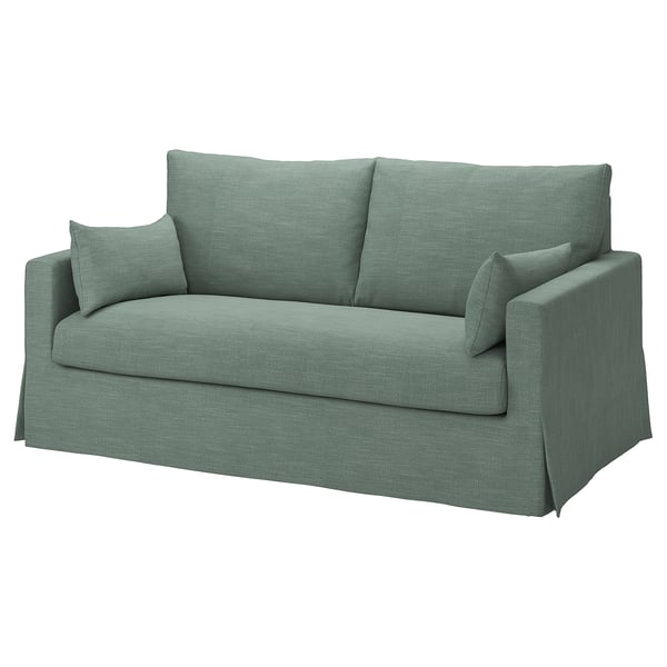 HYLTARP 2-seat sofa-bed, Hemmesta grey-green, 200x182 cm