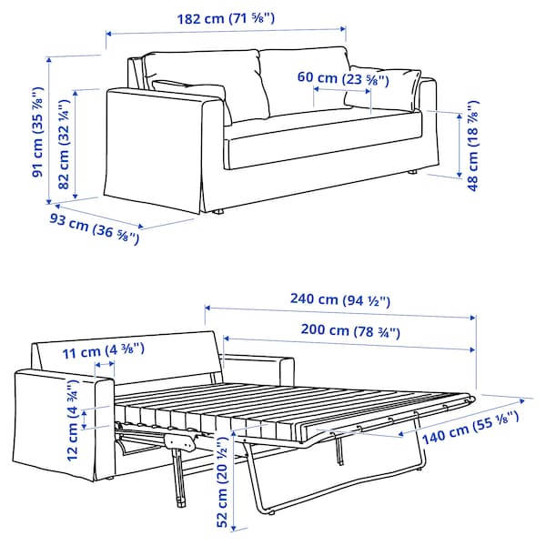 HYLTARP - 2-seater sofa bed, Hemmesta gray-green