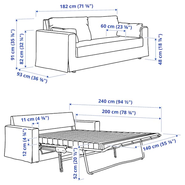 Ikea HYLTARP - 2-seater sofa bed, Hemmesta gray-green