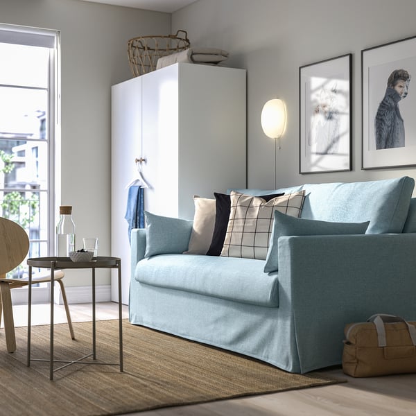 HYLTARP 2-seat sofa-bed, Kilanda pale blue, 182 cm