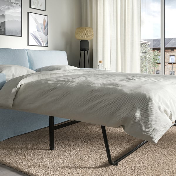 HYLTARP 2-seat sofa-bed, Kilanda pale blue, 200x182 cm