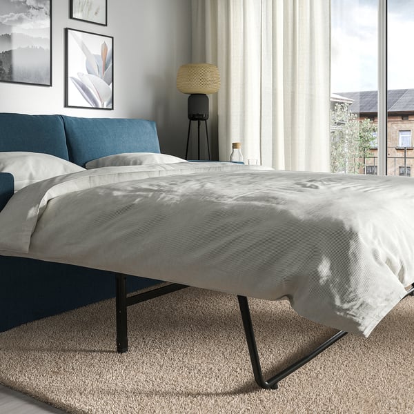 HYLTARP 2-seat sofa-bed, Tallmyra blue, 182 cm