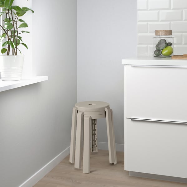 IBBARBO stool, beige, 39x45 cm