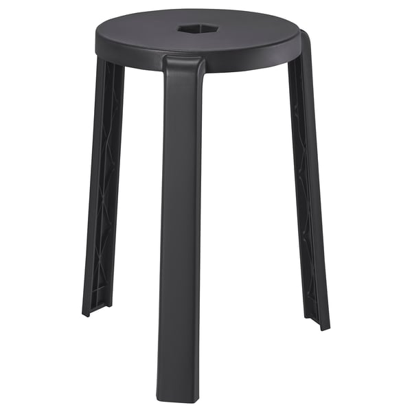 IBBARBO stool, dark grey, 39x45 cm