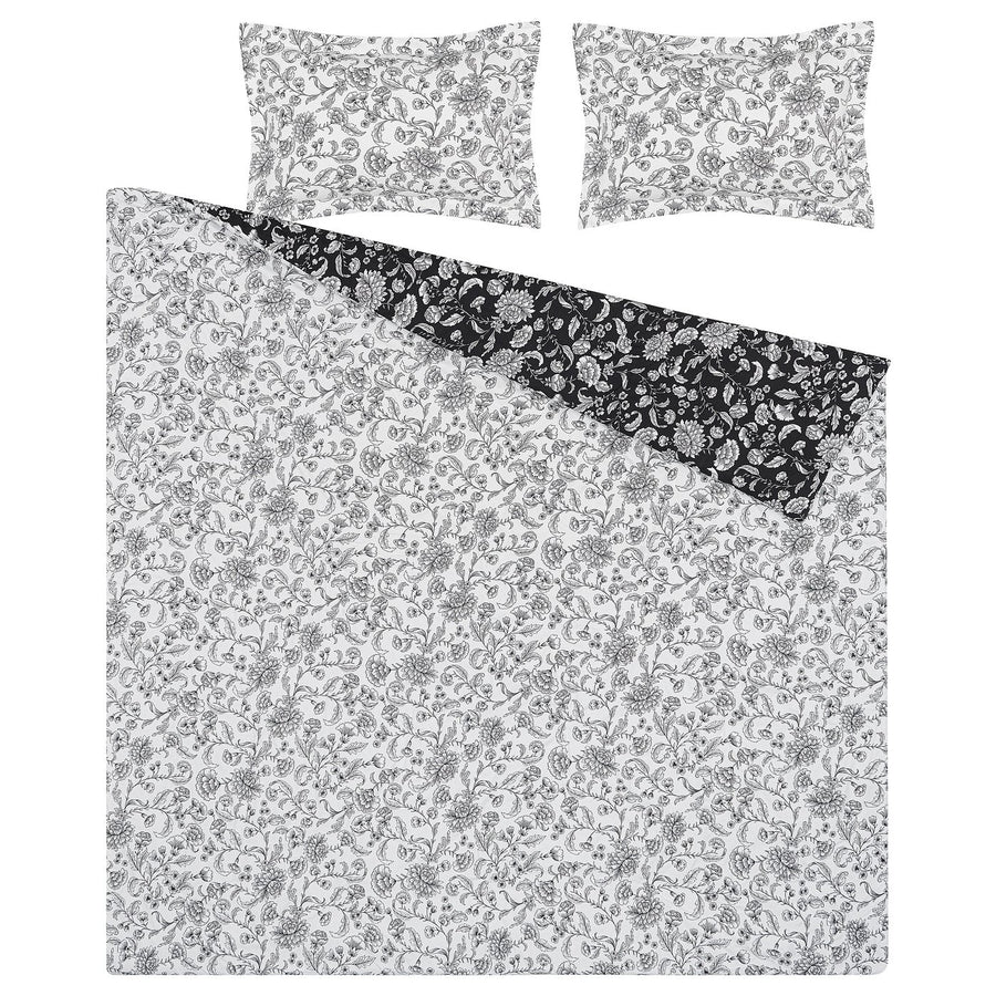 IDALINNEA comforter set, white/grey, 240x220/50x80 cm