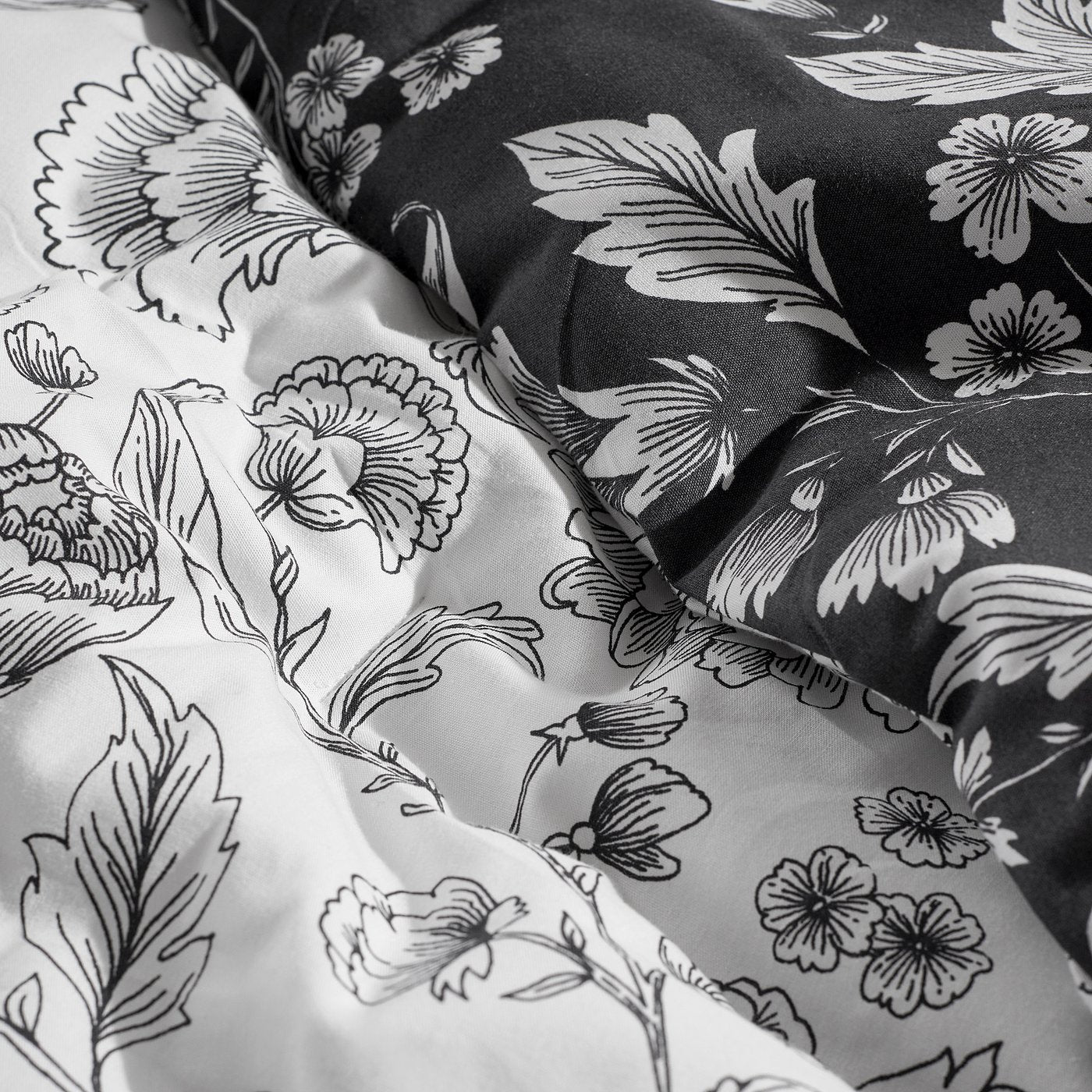IDALINNEA comforter set, white/grey, 240x220/50x80 cm