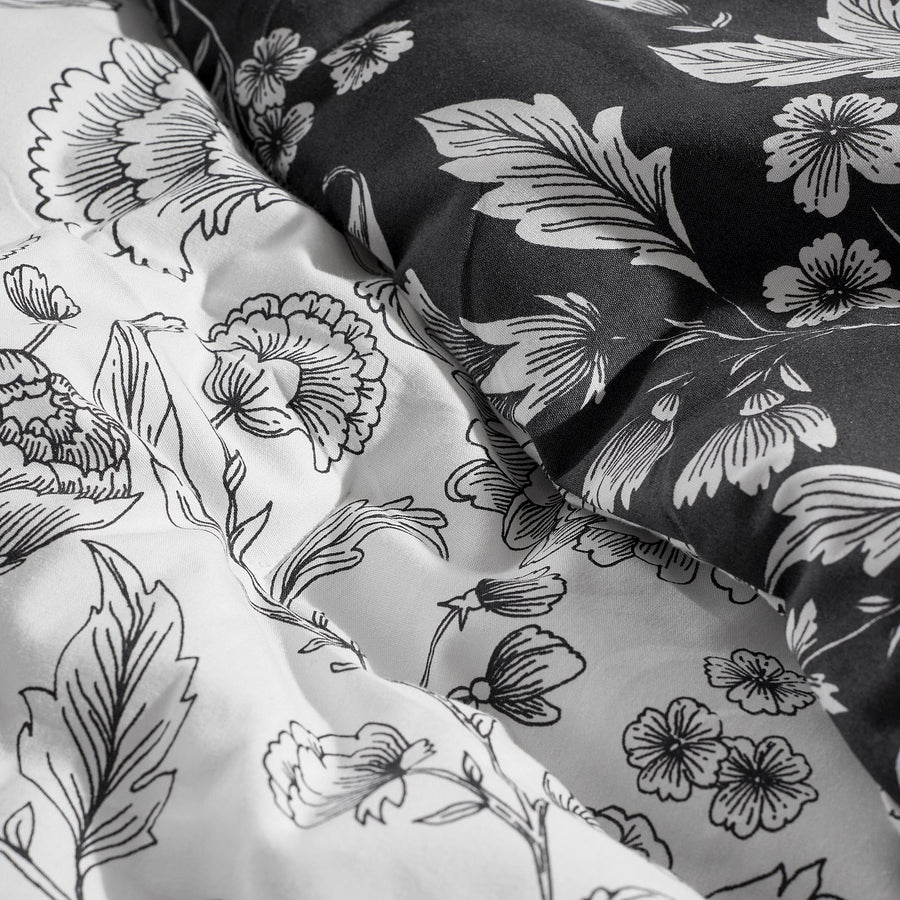 IDALINNEA comforter set, white/grey, 240x220/50x80 cm