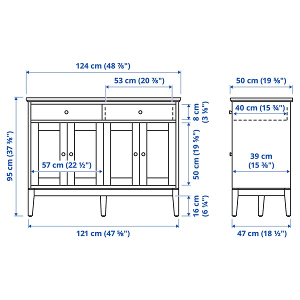 IDANÄS sideboard, white, 124x50x95 cm