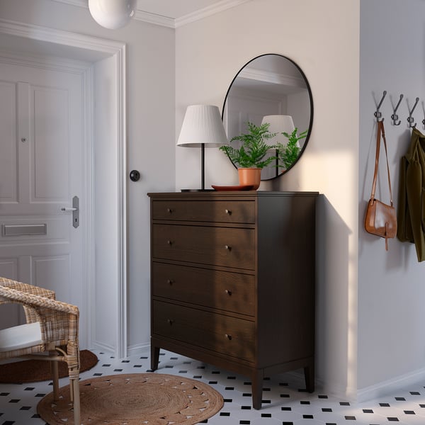 IDANÄS chest of 4 drawers, dark brown stained, 104x118 cm