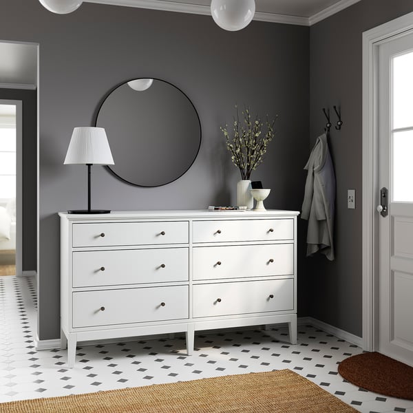 IDANÄS chest of 6 drawers, white, 162x95 cm