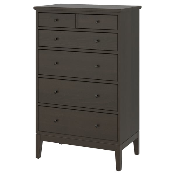IDANÄS chest of 6 drawers, dark brown stained, 84x135 cm