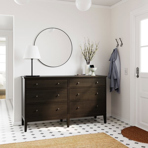 IDANÄS chest of 6 drawers, dark brown stained, 162x95 cm