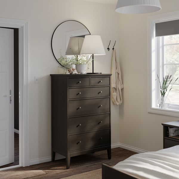 IDANÄS chest of 6 drawers, dark brown stained, 84x135 cm