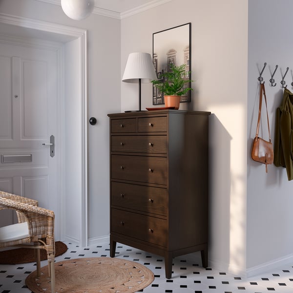 IDANÄS chest of 6 drawers, dark brown stained, 84x135 cm