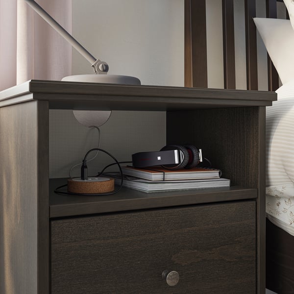 IDANÄS bedside table, dark brown stained, 47x40 cm
