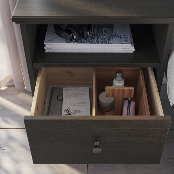 IDANÄS - IDANÄS Bedside table, dark brown stained, 47x40 cm