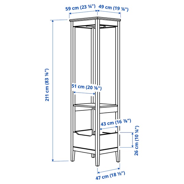 IDANÄS open wardrobe, dark brown stained, 59x211 cm