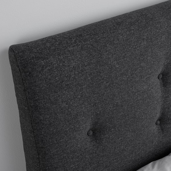 IDANÄS upholstered storage bed, Gunnared dark grey, 180x200 cm
