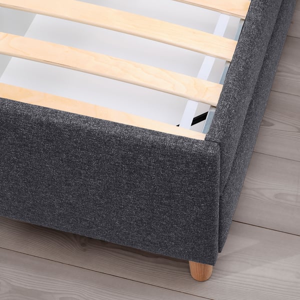 IDANÄS upholstered storage bed, Gunnared dark grey, 160x200 cm