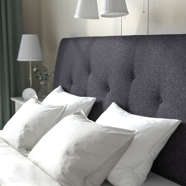 IDANÄS upholstered ottoman bed, Gunnared dark grey, 160x200 cm