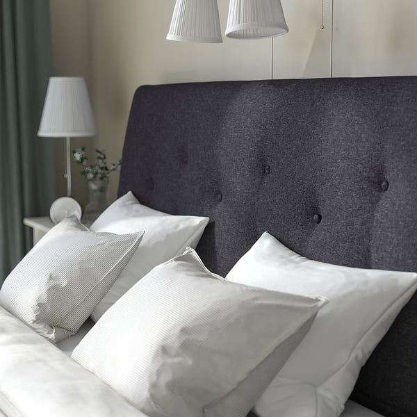 IDANÄS upholstered ottoman bed, Gunnared dark grey, 180x200 cm