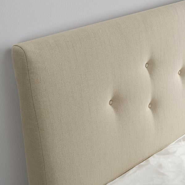 IDANÄS upholstered ottoman bed, Naggen beige, 140x200 cm