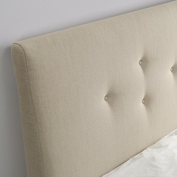 Ikea IDANÄS - Upholstered bed with storage, Naggen beige,140x200 cm