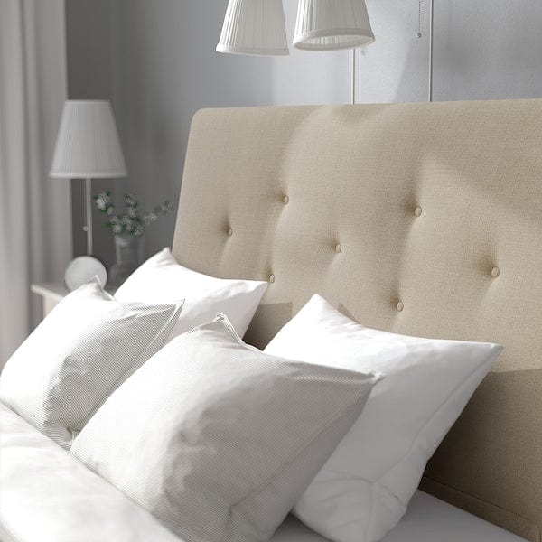 Ikea IDANÄS - Upholstered bed with storage, Naggen beige,140x200 cm