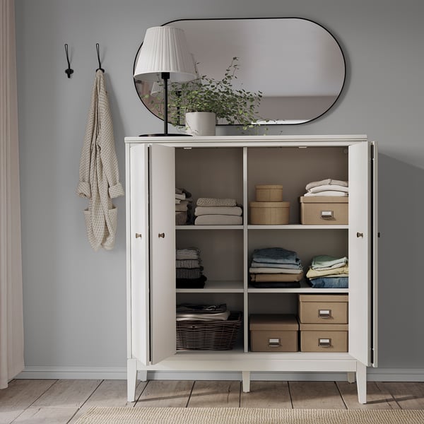 IDANÄS cabinet with bi-folding doors, white, 121x135 cm