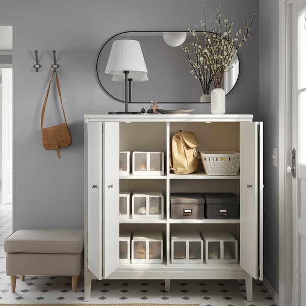 IDANÄS cabinet with bi-folding doors, white, 121x135 cm