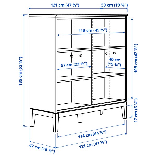 IDANÄS - Cabinet with bi-folding doors, white, 121x135 cm