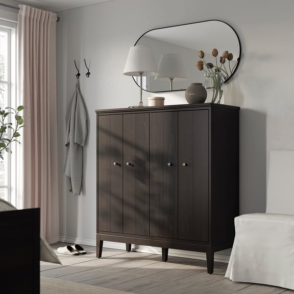 IDANÄS cabinet with bi-folding doors, dark brown stained, 121x135 cm
