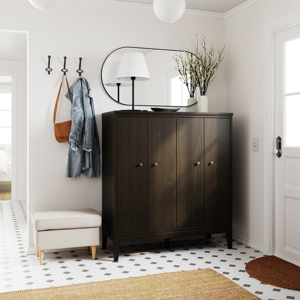 IDANÄS - Cabinet with bi-folding doors, dark brown stained, 121x135 cm