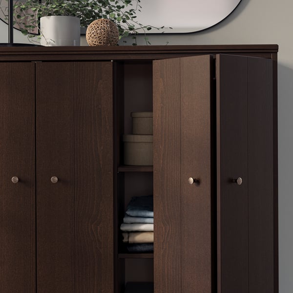 IDANÄS cabinet with bi-folding doors, dark brown stained, 121x135 cm