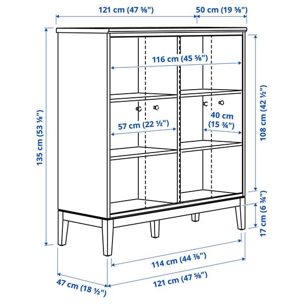 Ikea IDANÄS - Cabinet with bi-folding doors, dark brown stained, 121x135 cm