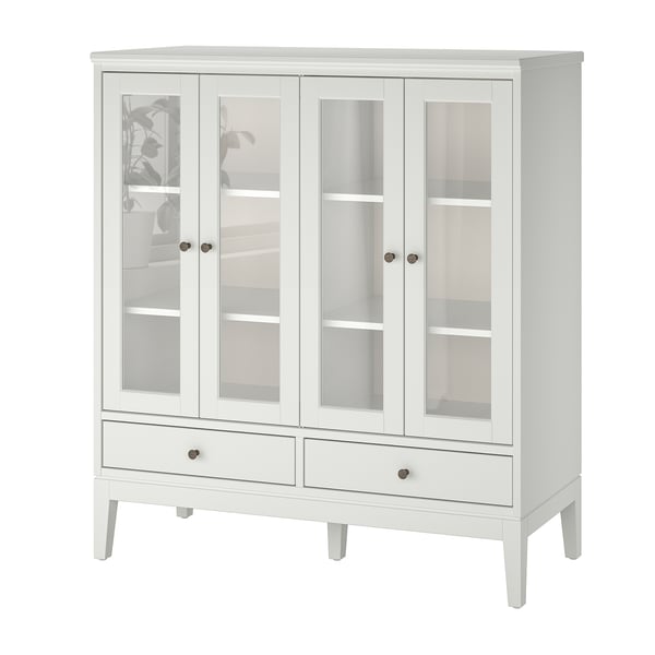 IDANÄS cabinet with bi-folded glass doors, white, 121x50x135 cm