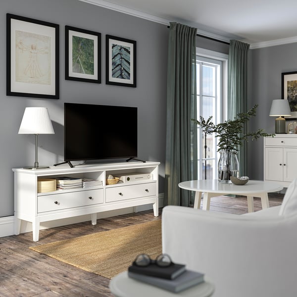 IDANÄS - IDANÄS TV bench, white, 162x40x63 cm