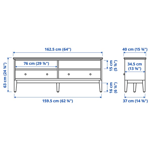 IDANÄS - IDANÄS TV bench, white, 162x40x63 cm