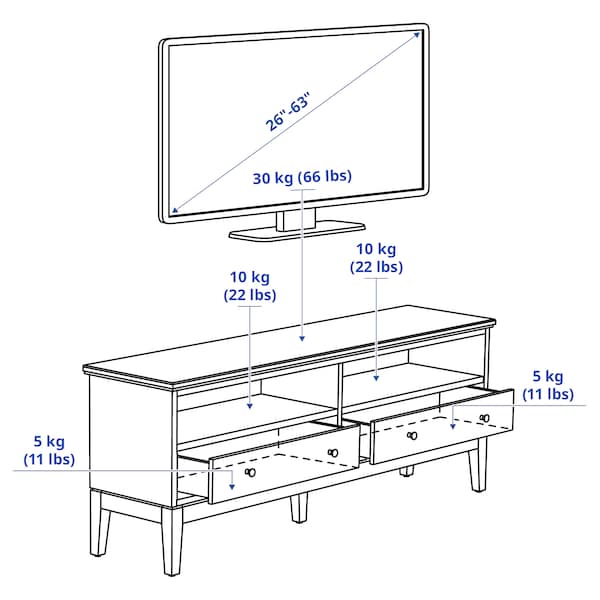 IDANÄS TV bench, white, 162x40x63 cm