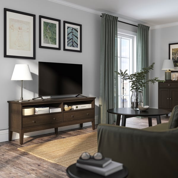 IDANÄS TV bench, dark brown stained, 162x40x63 cm