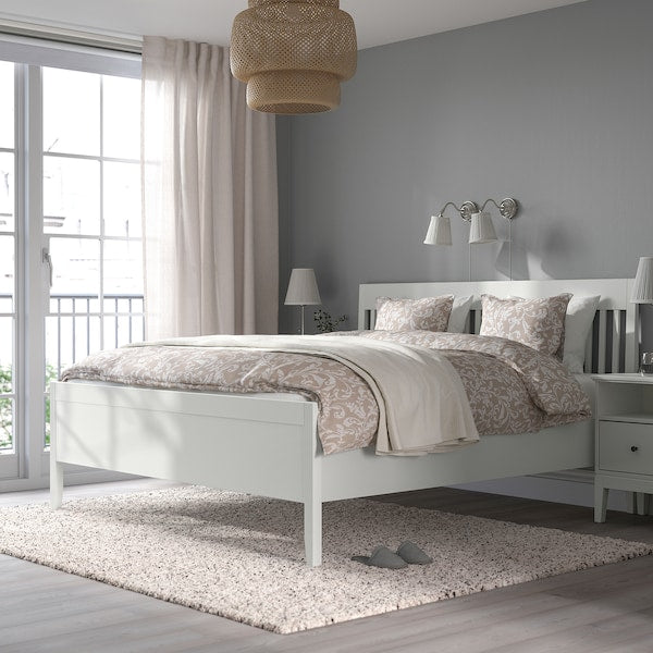 IDANÄS Bed frame, white/Lindbåden, 180x200 cm