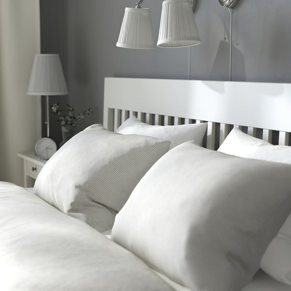 IDANÄS bed frame with storage, white/Lindbåden, 140x200 cm
